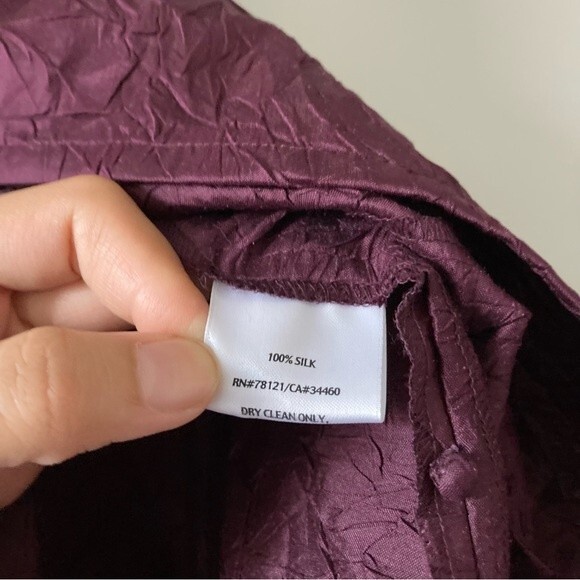 EILEEN FISHER Maroon Knotted Button Textured Coat XS - Picture 5 of 6